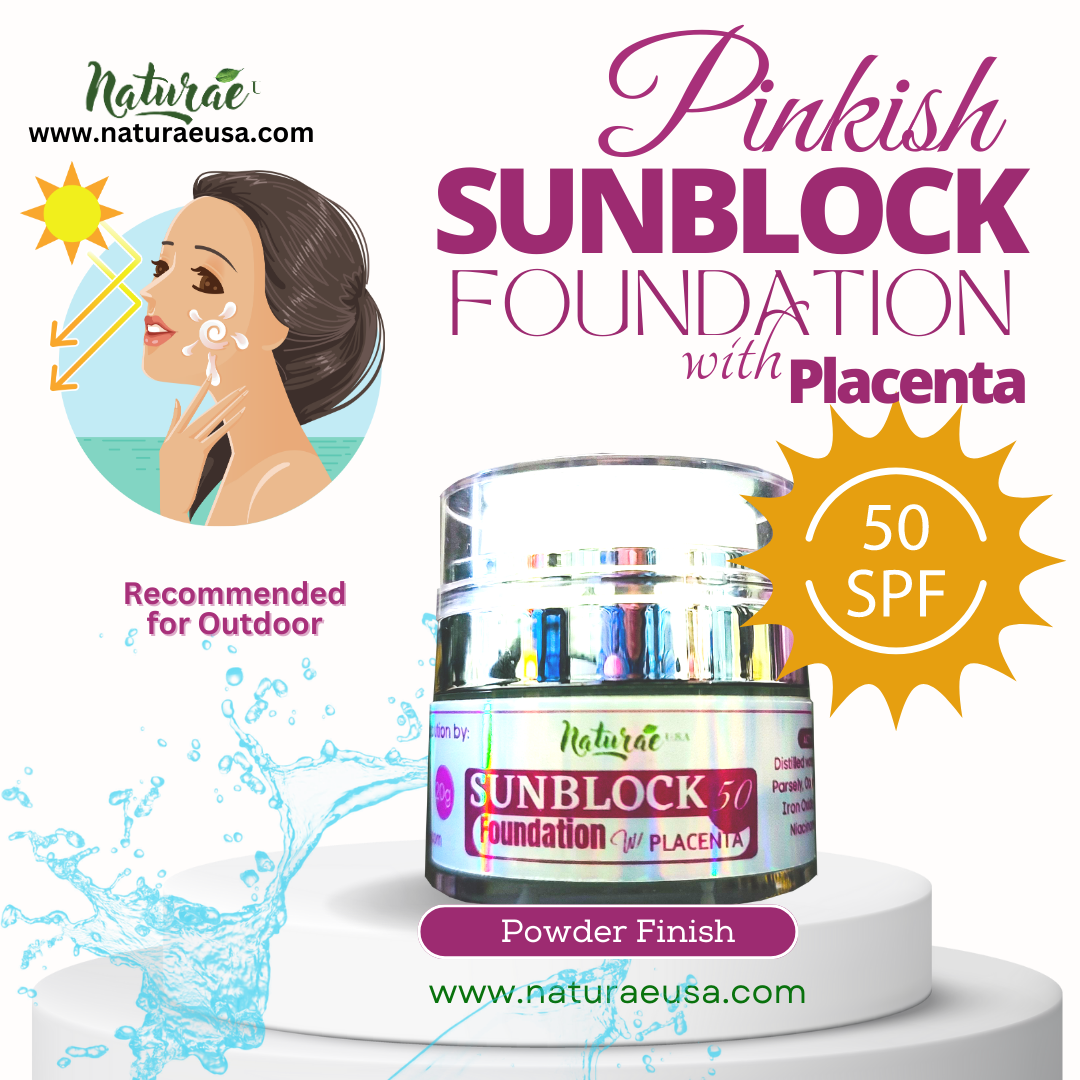 Pinkish Sunblock Foundation W Placenta SPF50 Powder Finish