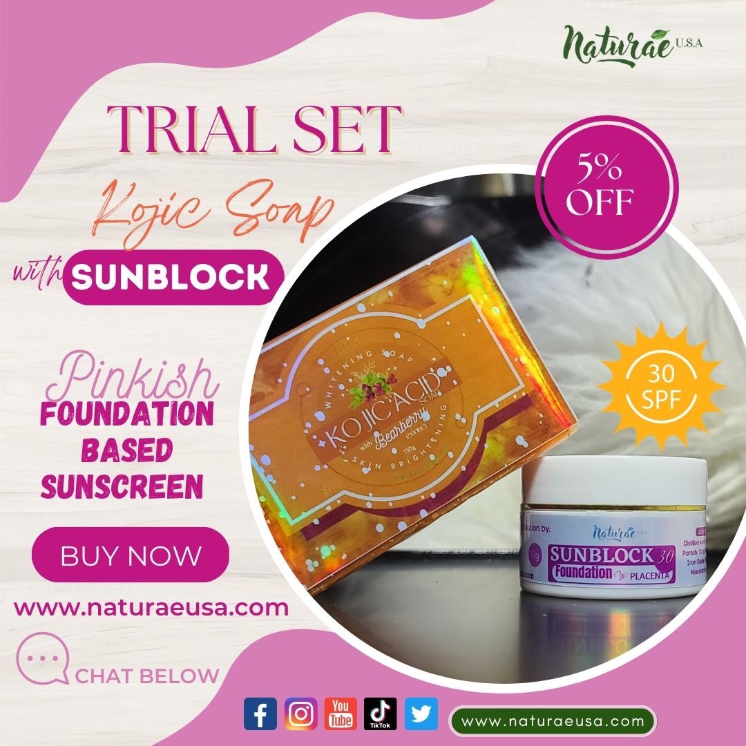 Kojic Acid Face & Body Soap Bundled with Sunblock Cream w/ Placenta